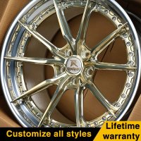 18-22 Inch Forged Wheels for BMW, Mercedes-Benz and Audi - S201 2-Piece Custom Gold Face Polished Lip Alloy Rims - photo 2
