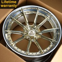 18-22 Inch Forged Wheels for BMW, Mercedes-Benz and Audi - S201 2-Piece Custom Gold Face Polished Lip Alloy Rims - photo 1