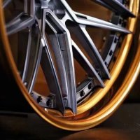 Wheel - 2 Piece Super Deep Dish Concave Brushed Bronze Polished Rim - photo 5