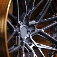 Wheel - 2 Piece Super Deep Dish Concave Brushed Bronze Polished Rim - photo 3