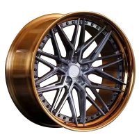 Wheel - 2 Piece Super Deep Dish Concave Brushed Bronze Polished Rim - photo 6