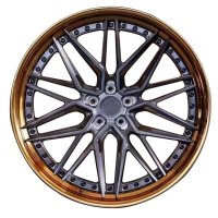 Wheel - 2 Piece Super Deep Dish Concave Brushed Bronze Polished Rim - photo 1