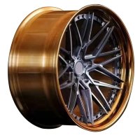 Wheel - 2 Piece Super Deep Dish Concave Brushed Bronze Polished Rim - photo 2